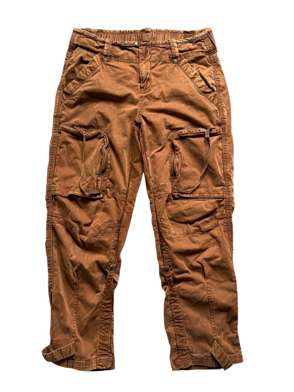 Free People Can’t Compare Slouch Cargo Pants Small Brown Straight Leg Utility